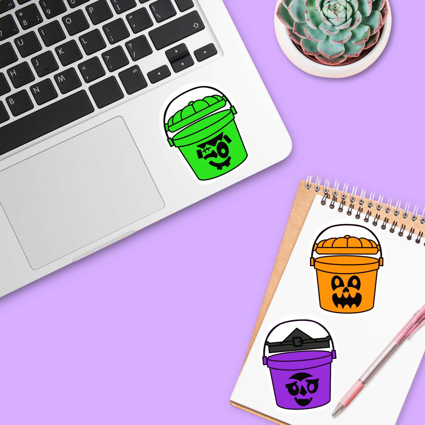 Green Halloween Bucket (Sticker)