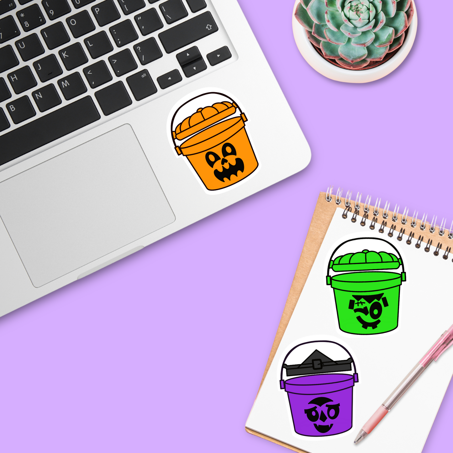 Orange Halloween Bucket (Sticker)