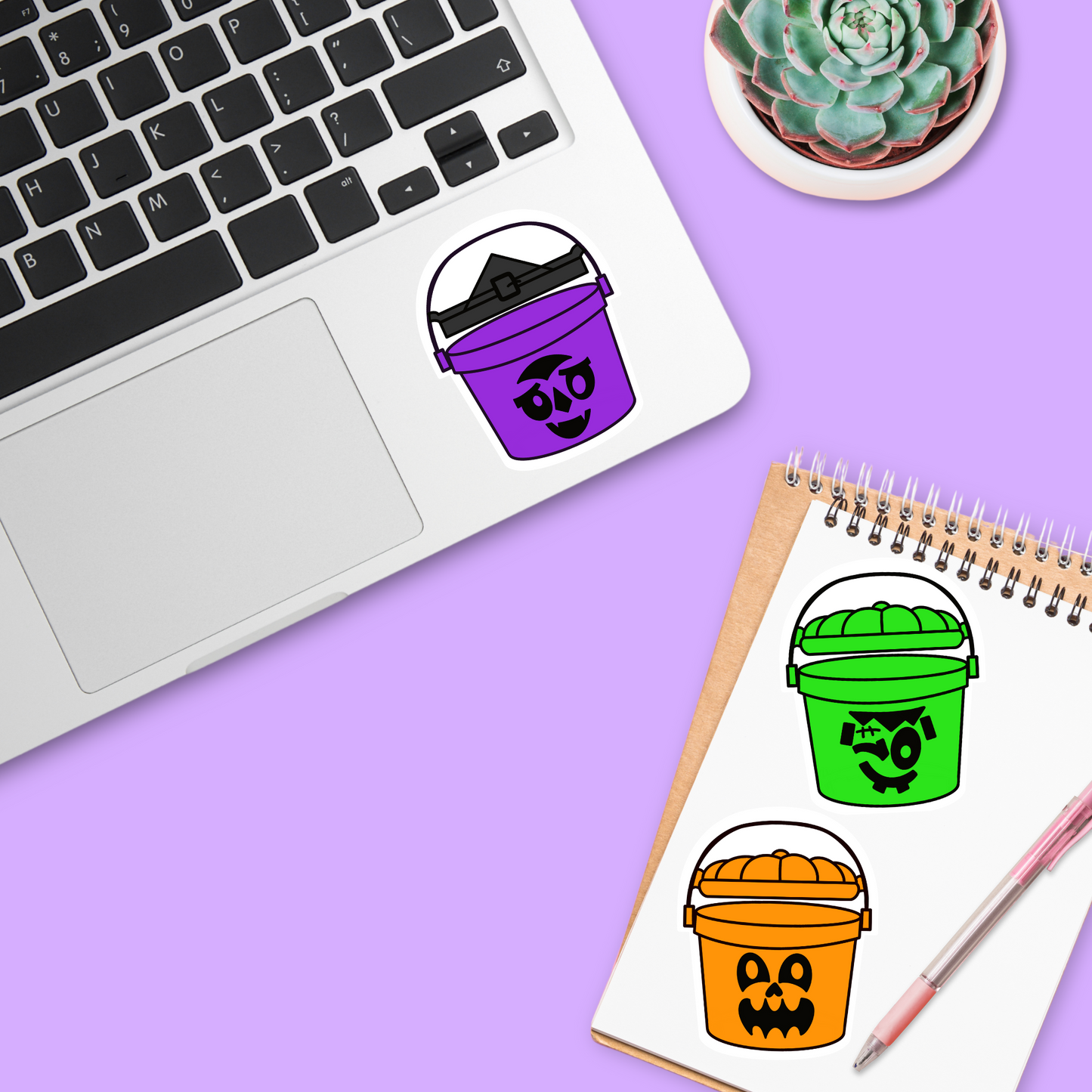 Purple Halloween Bucket (Sticker)