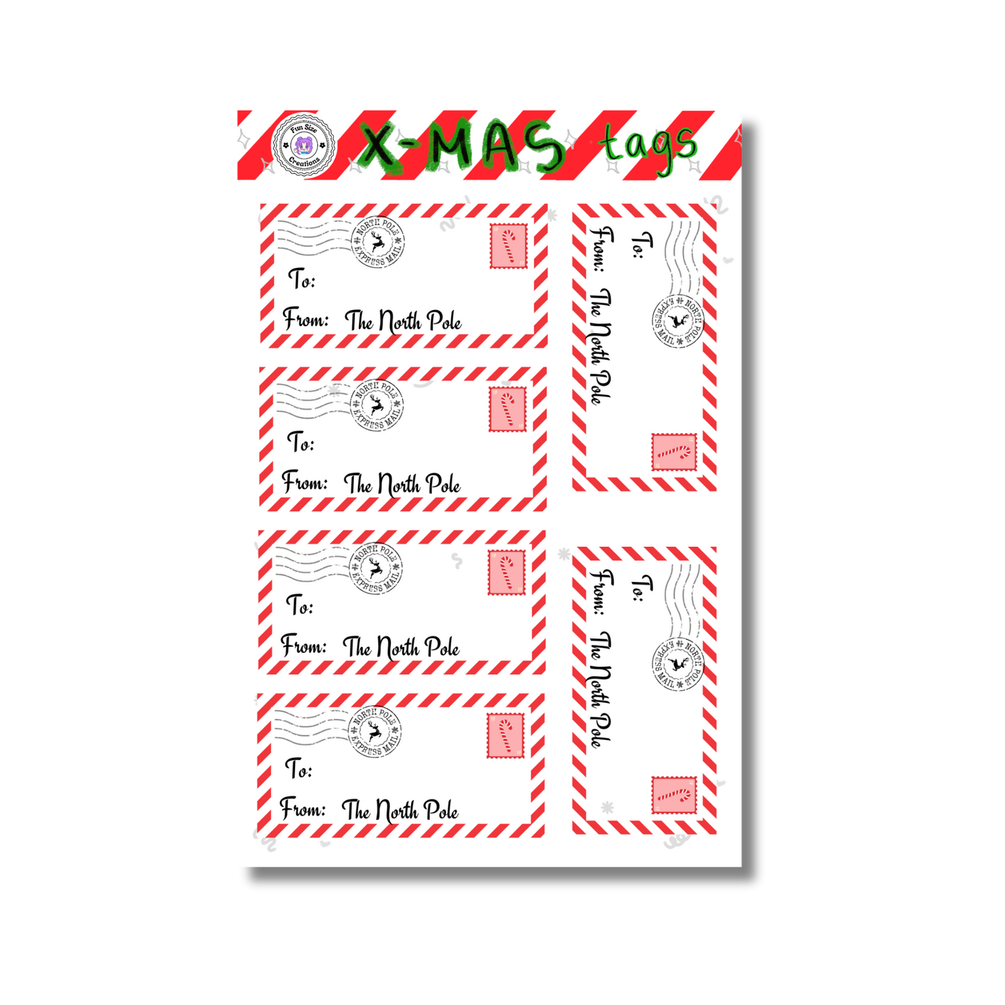 Xmas North Pole Gift Tags (Sticker Sheet)